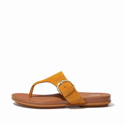 Fitflop Gracie Buckle Suede Toe-Post - Sandalen Damen - Orange Gelb (AEL587401)